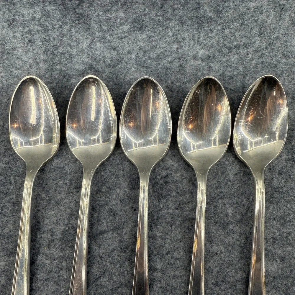 Antique William Rogers And Son 5 Pc Spoon‎ Set 1847 Engraved R Dining